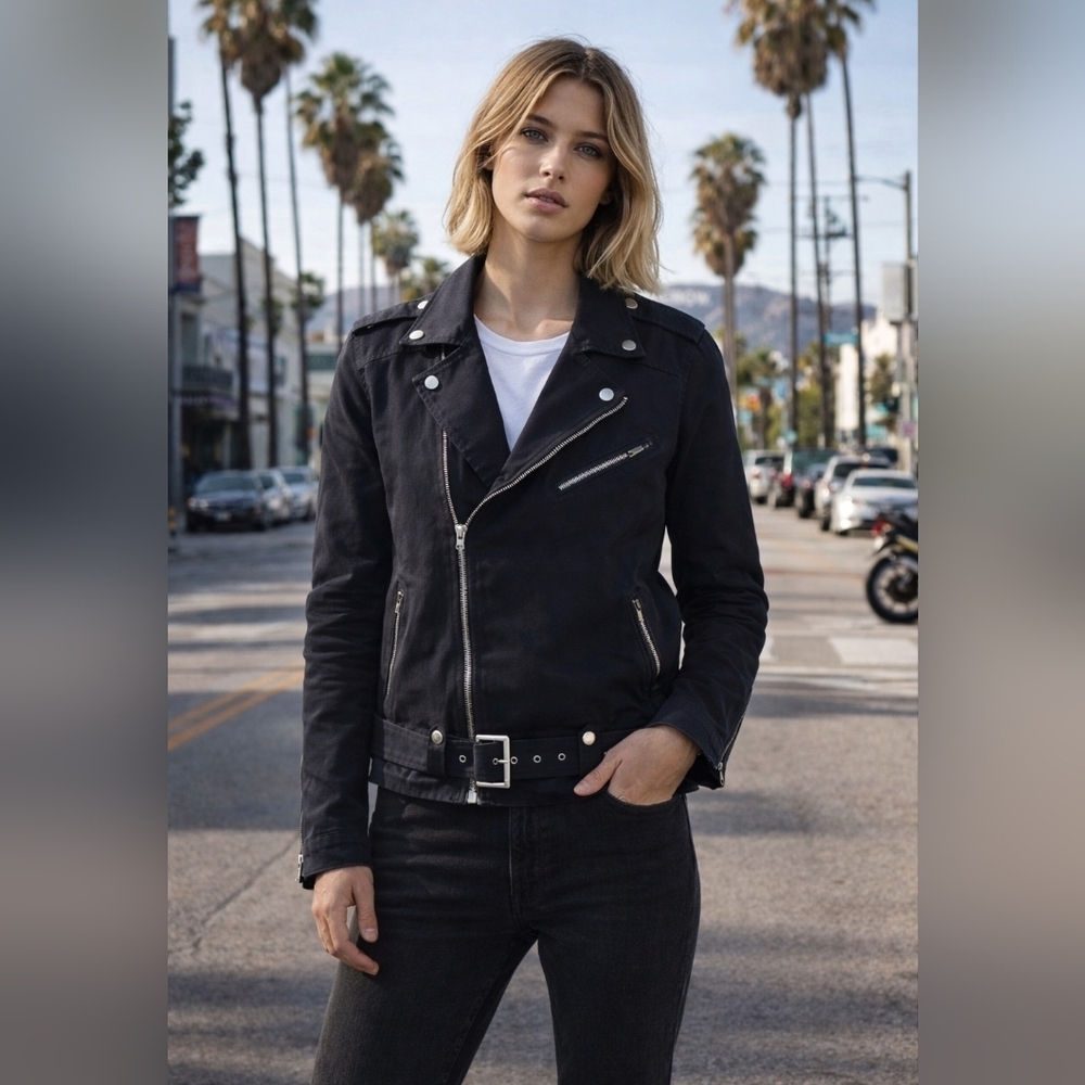 Pierre Balmain Cotton Moto Jacket Dark Navy